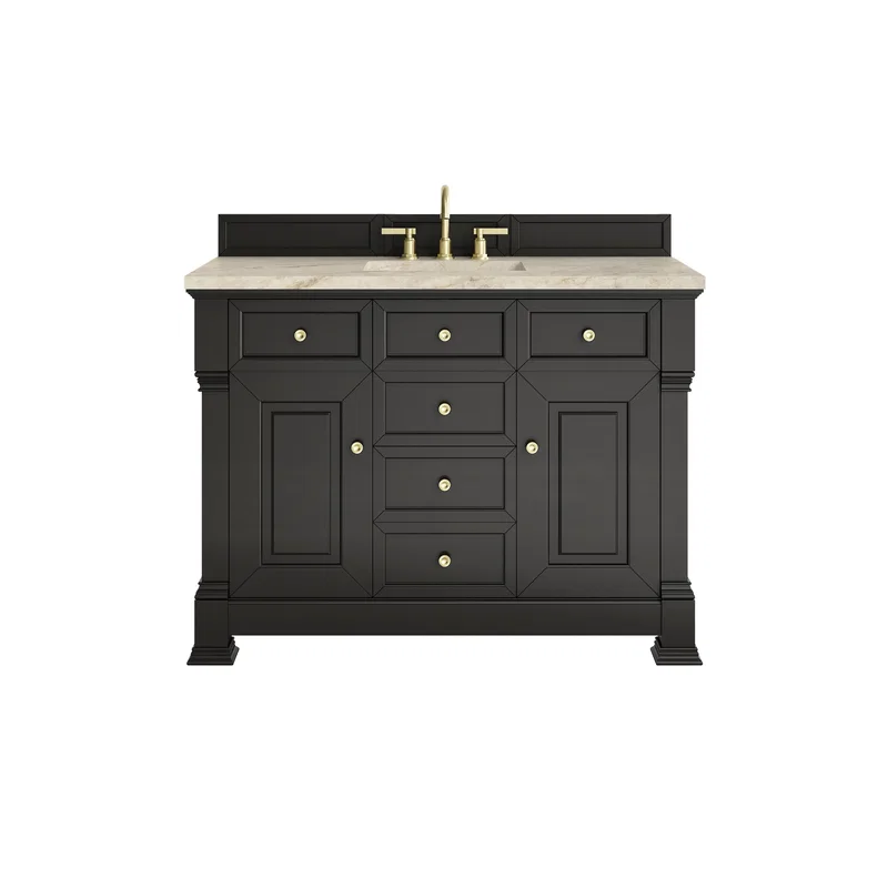Brookfield 48" Single Vanity, Black Onyx, w/ 3 CM Tajnar Eclos Top w/FreePower Wireless Charger