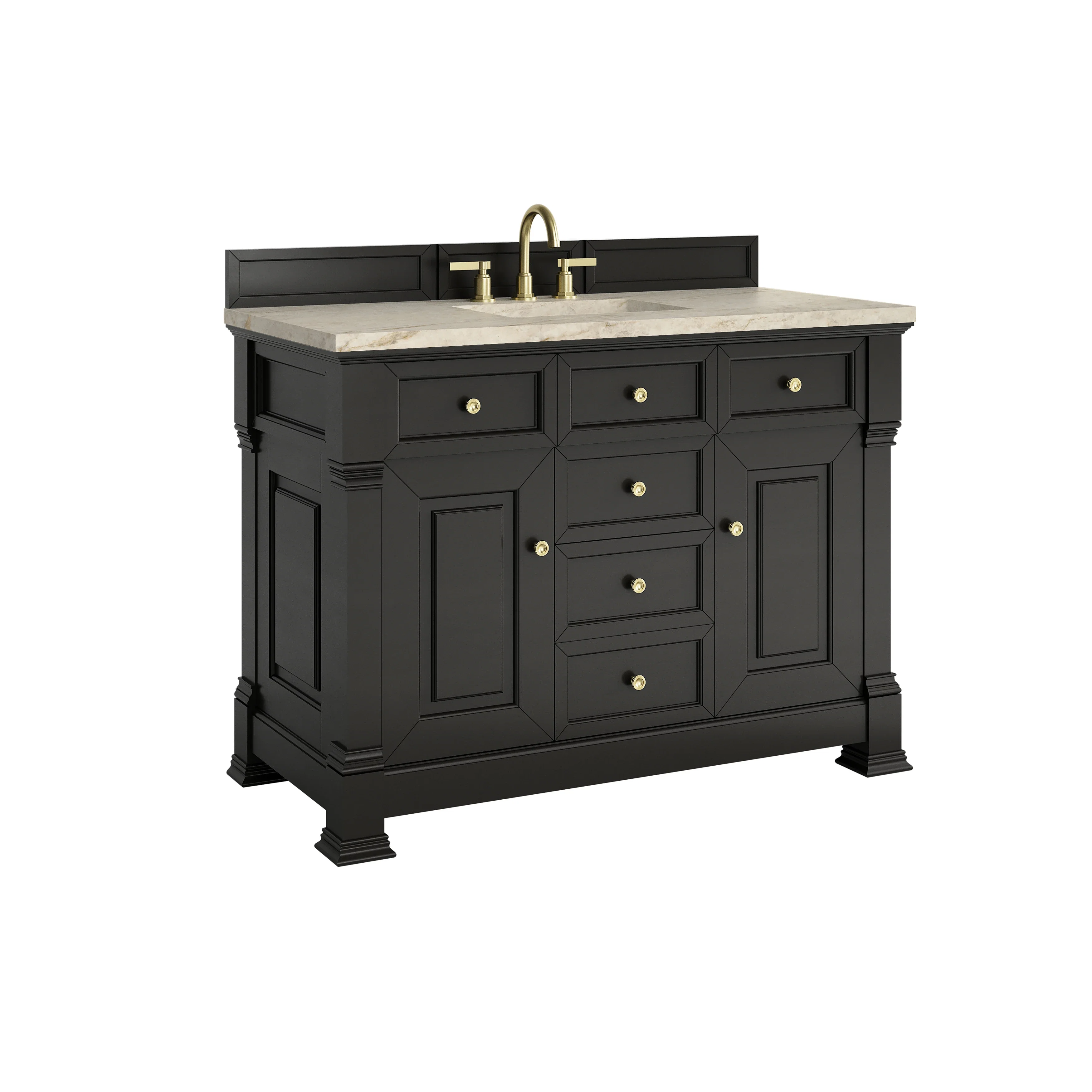 Brookfield 48" Single Vanity, Black Onyx, w/ 3 CM Tajnar Eclos Top w/FreePower Wireless Charger