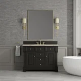 Brookfield 48" Single Vanity, Black Onyx, w/ 3 CM Tajnar Eclos Top w/FreePower Wireless Charger
