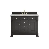 Brookfield 48" Single Vanity, Black Onyx w/ 3 CM Victorian Silver Silestone Top w/ FreePower Wireless Charger