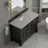 Brookfield 48" Single Vanity, Black Onyx w/ 3 CM Victorian Silver Silestone Top w/ FreePower Wireless Charger