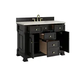 Brookfield 48" Single Vanity, Black Onyx w/ 3 CM Victorian Silver Silestone Top w/ FreePower Wireless Charger