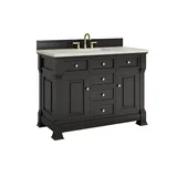 Brookfield 48" Single Vanity, Black Onyx w/ 3 CM Victorian Silver Silestone Top w/ FreePower Wireless Charger