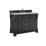 Brookfield 48" Single Vanity, Black Onyx w/ 3 CM Victorian Silver Silestone Top w/ FreePower Wireless Charger