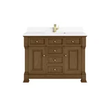 Brookfield 48" Single Vanity, Honey Oak w/ Single Hole 3 CM White Zeus Silestone Top & Backsplash