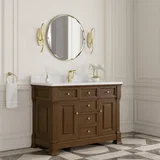 Brookfield 48" Single Vanity, Honey Oak w/ Single Hole 3 CM White Zeus Silestone Top & Backsplash