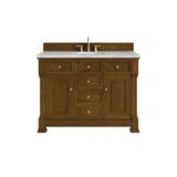 Brookfield 48" Single Vanity, Honey Oak w/3 CM Carrara White Marble Top