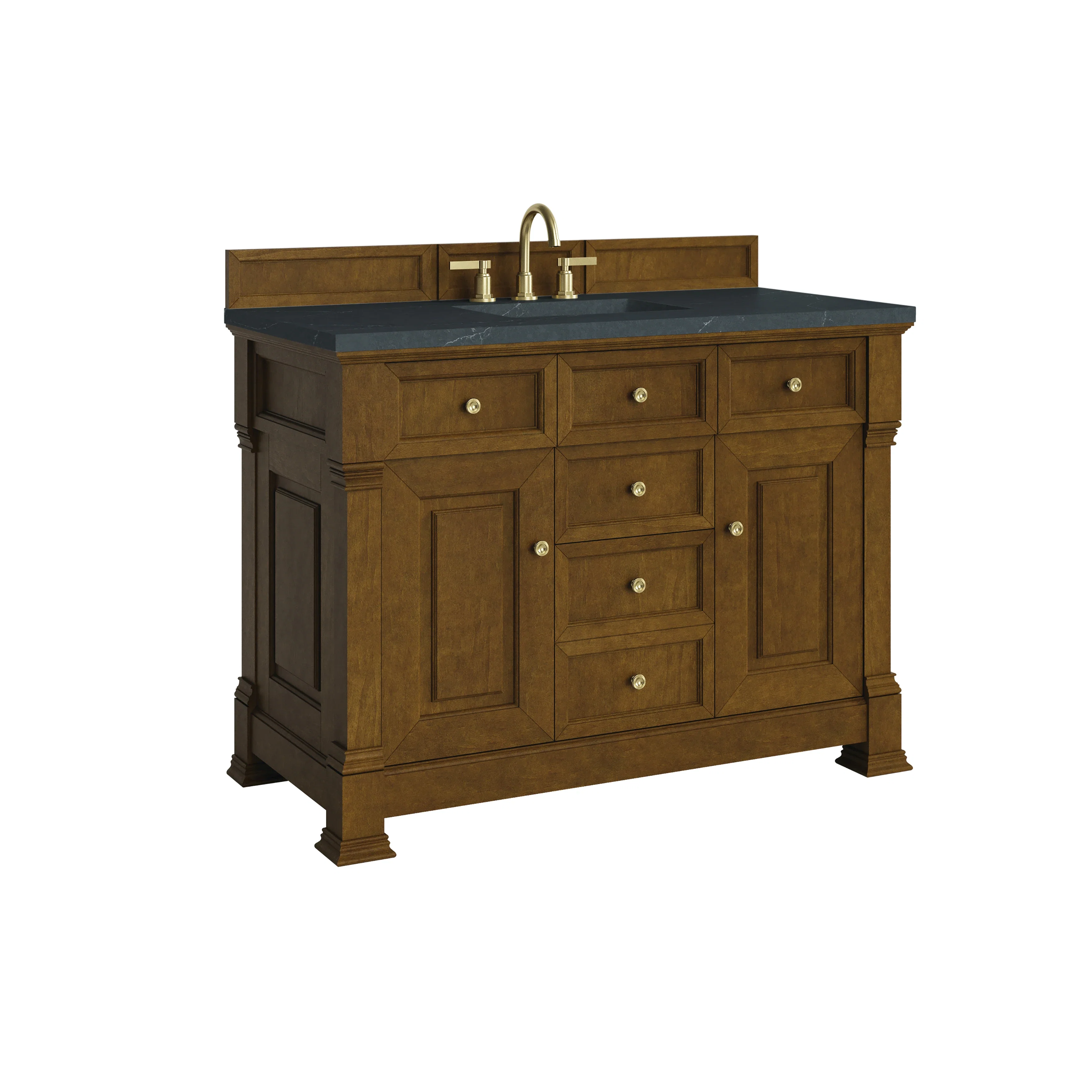 Brookfield 48" Single Vanity, Honey Oak w/ 3 CM Charcoal Soapstone Silestone Top