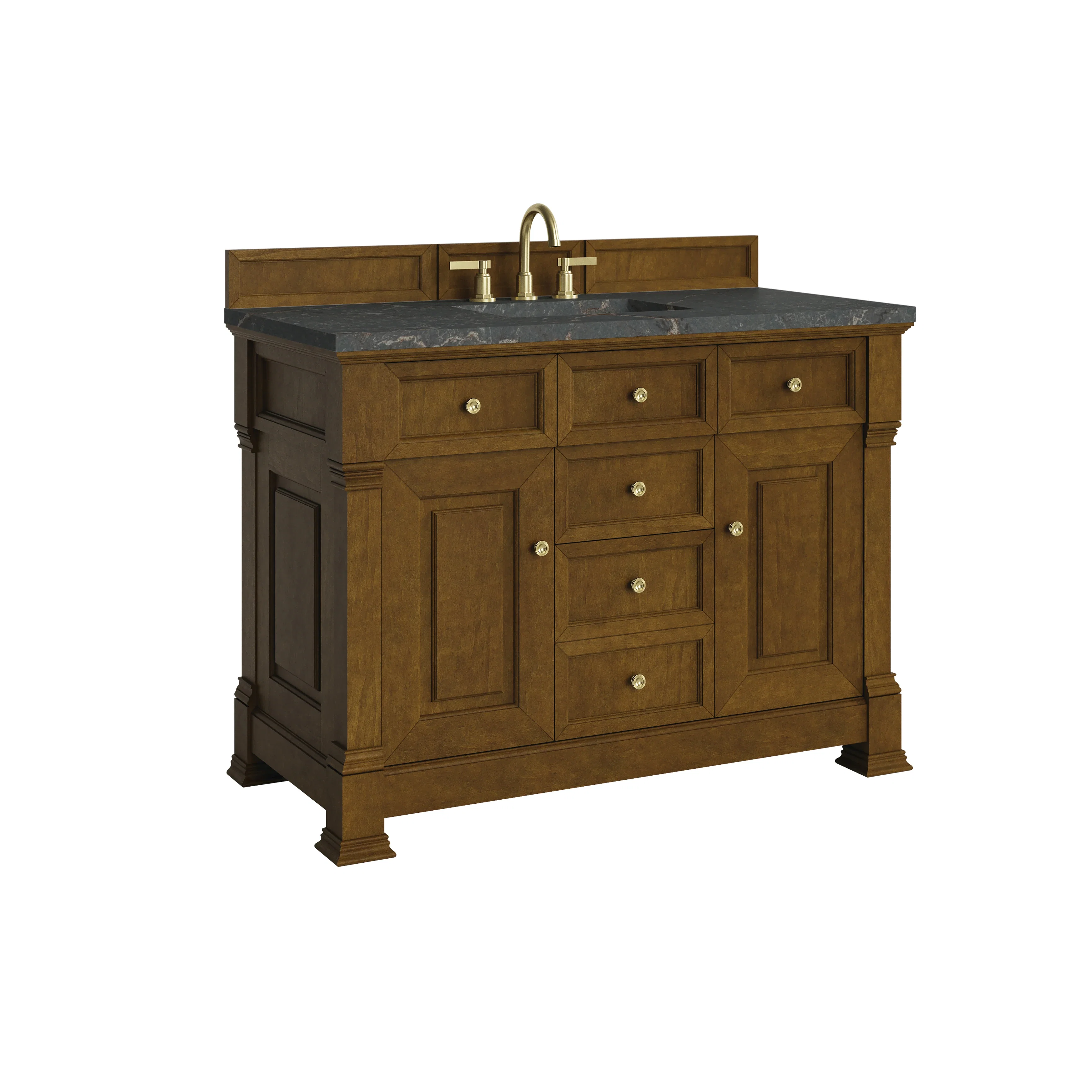 Brookfield 48" Single Vanity, Honey Oak w/ 3 CM Parisien Bleu Silestone Top