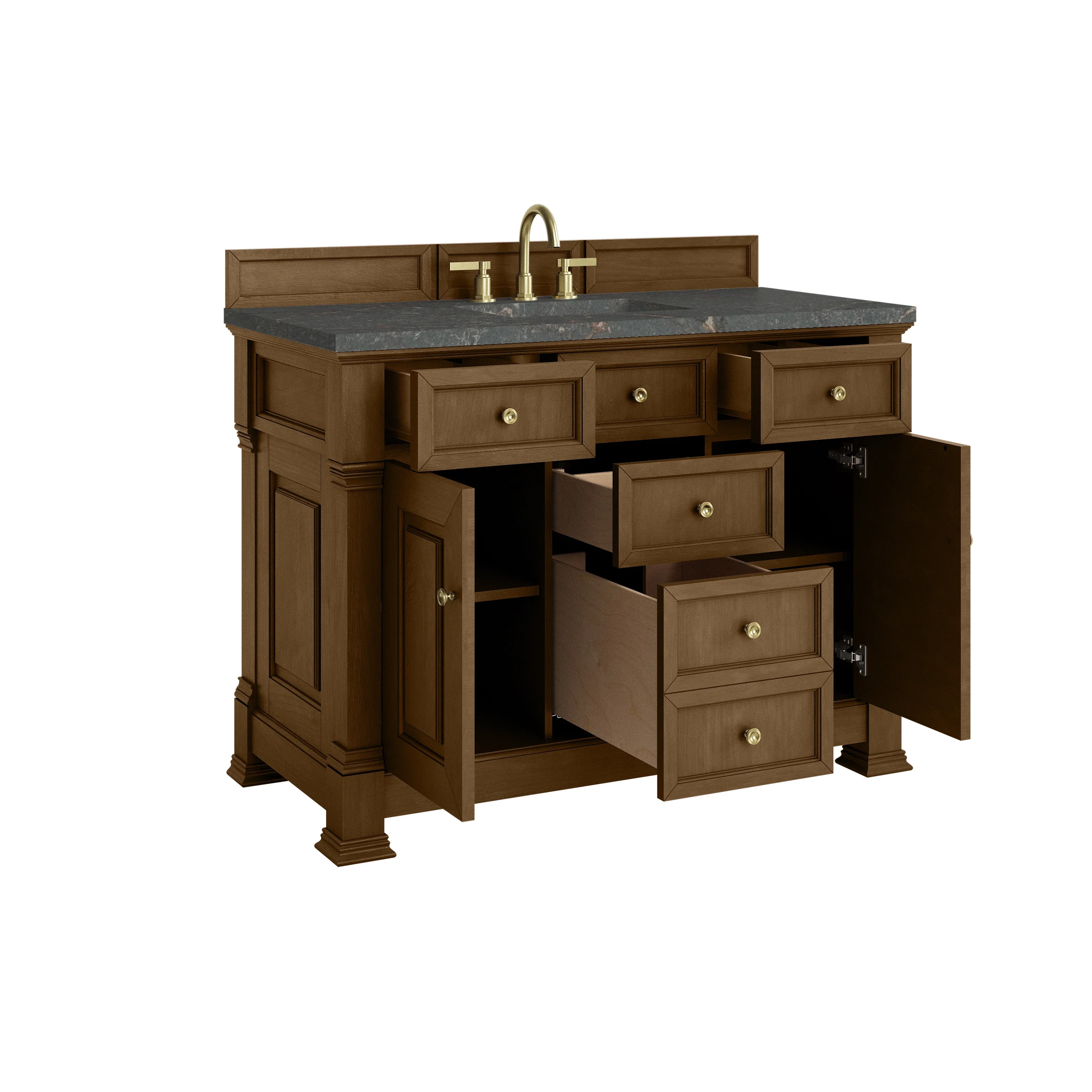 Brookfield 48" Single Vanity, Honey Oak w/ 3 CM Parisien Bleu Silestone Top