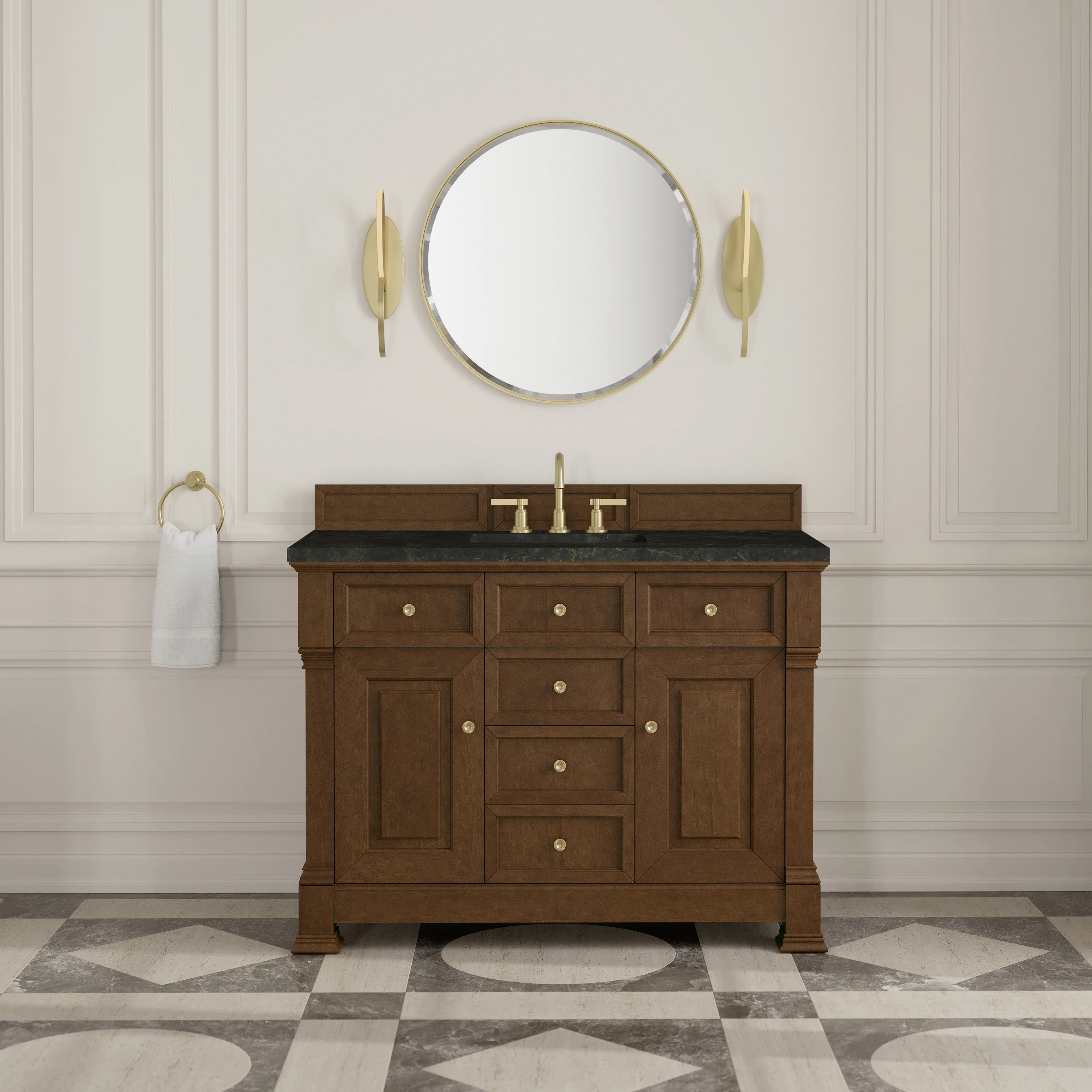 Brookfield 48" Single Vanity, Honey Oak, w/ 3 CM Phantome Eclos Top