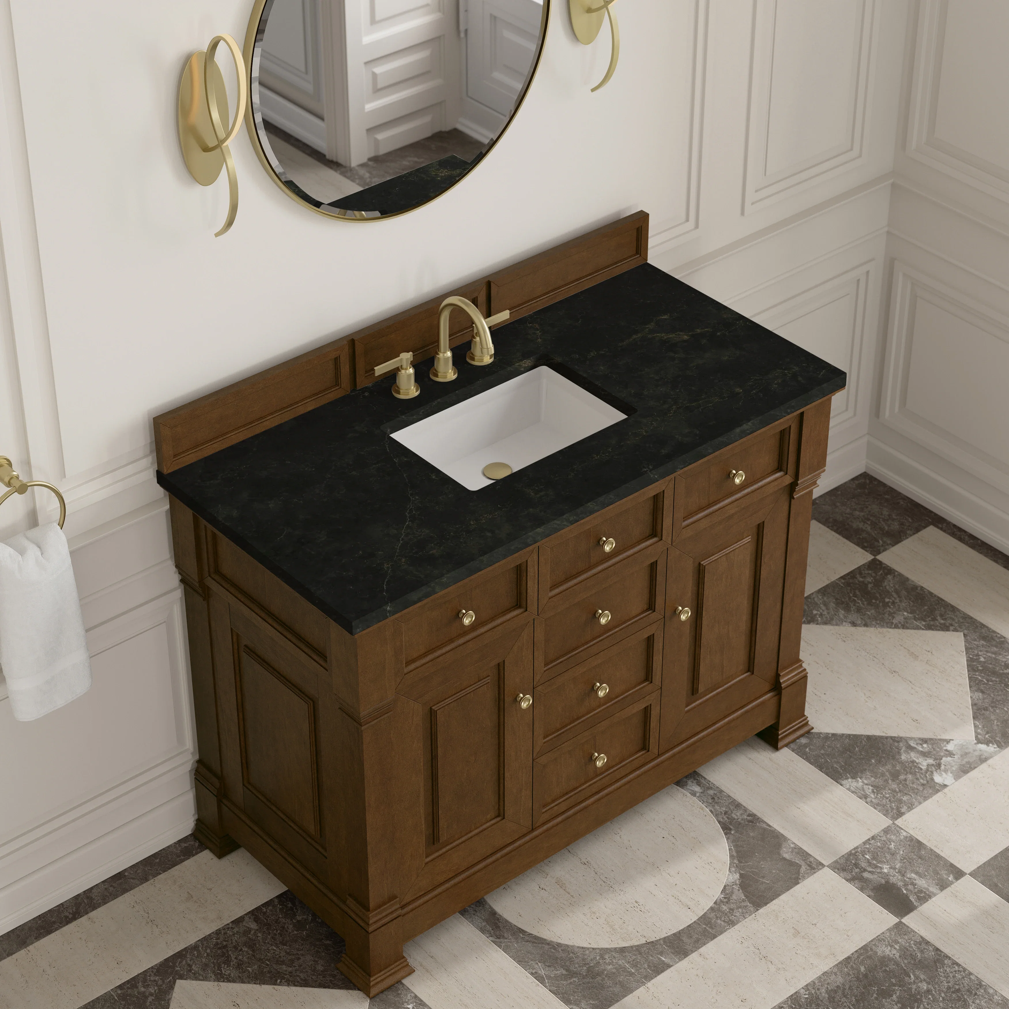 Brookfield 48" Single Vanity, Honey Oak, w/ 3 CM Phantome Eclos Top