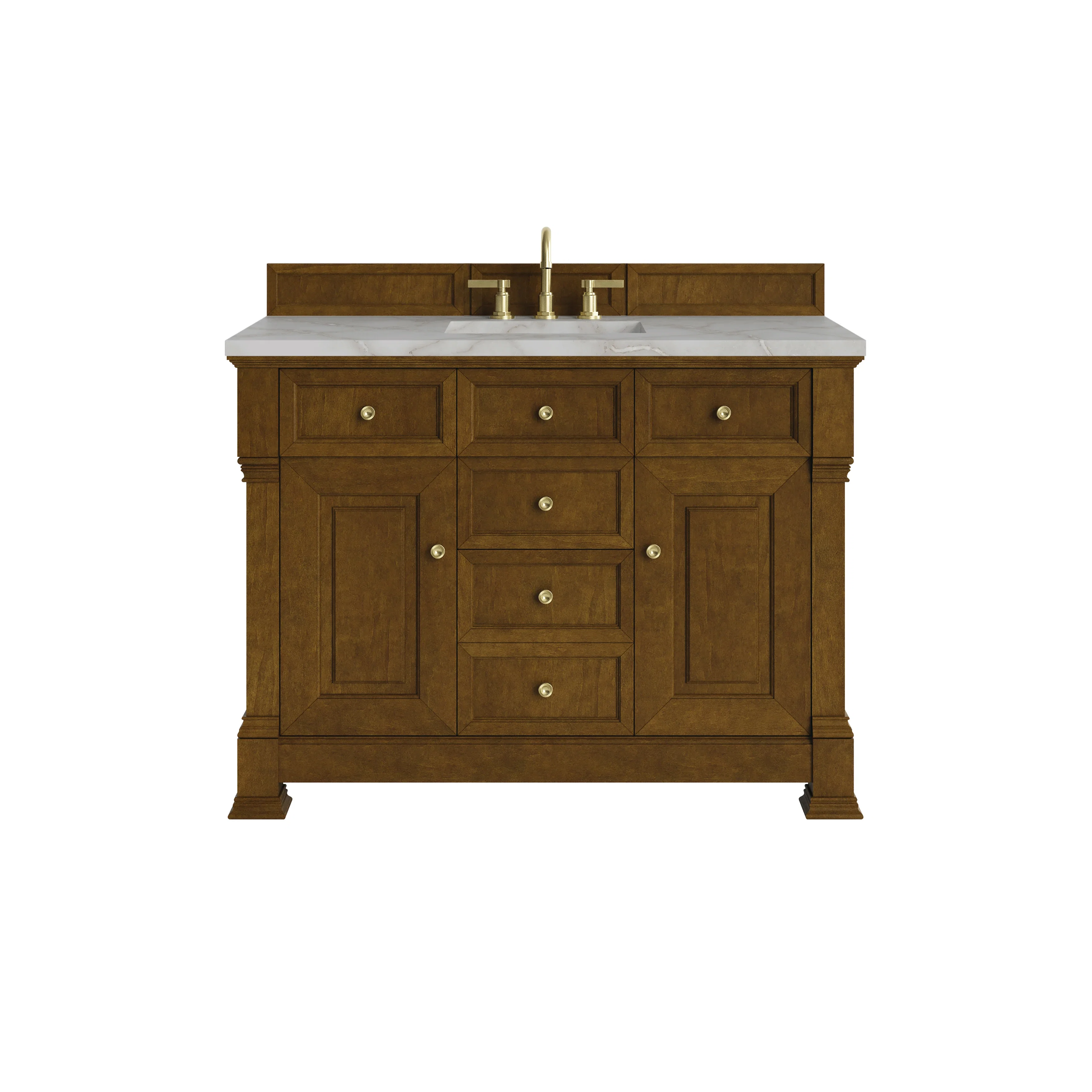 Brookfield 48" Single Vanity, Honey Oak w/ 3 CM Victorian Silver Silestone Top
