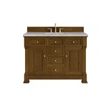 Brookfield 48" Single Vanity, Honey Oak w/ 3 CM Victorian Silver Silestone Top