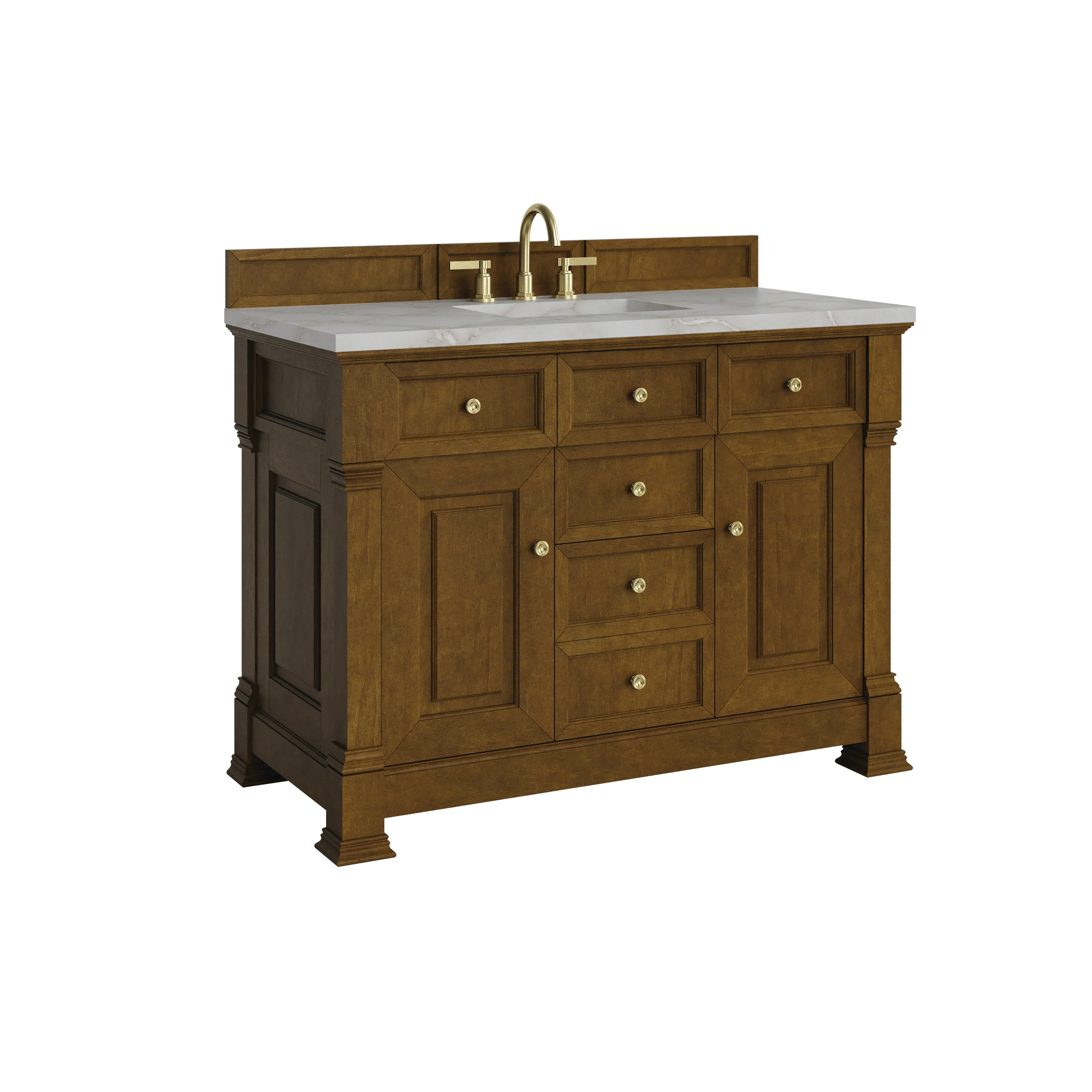 Brookfield 48" Single Vanity, Honey Oak w/ 3 CM Victorian Silver Silestone Top