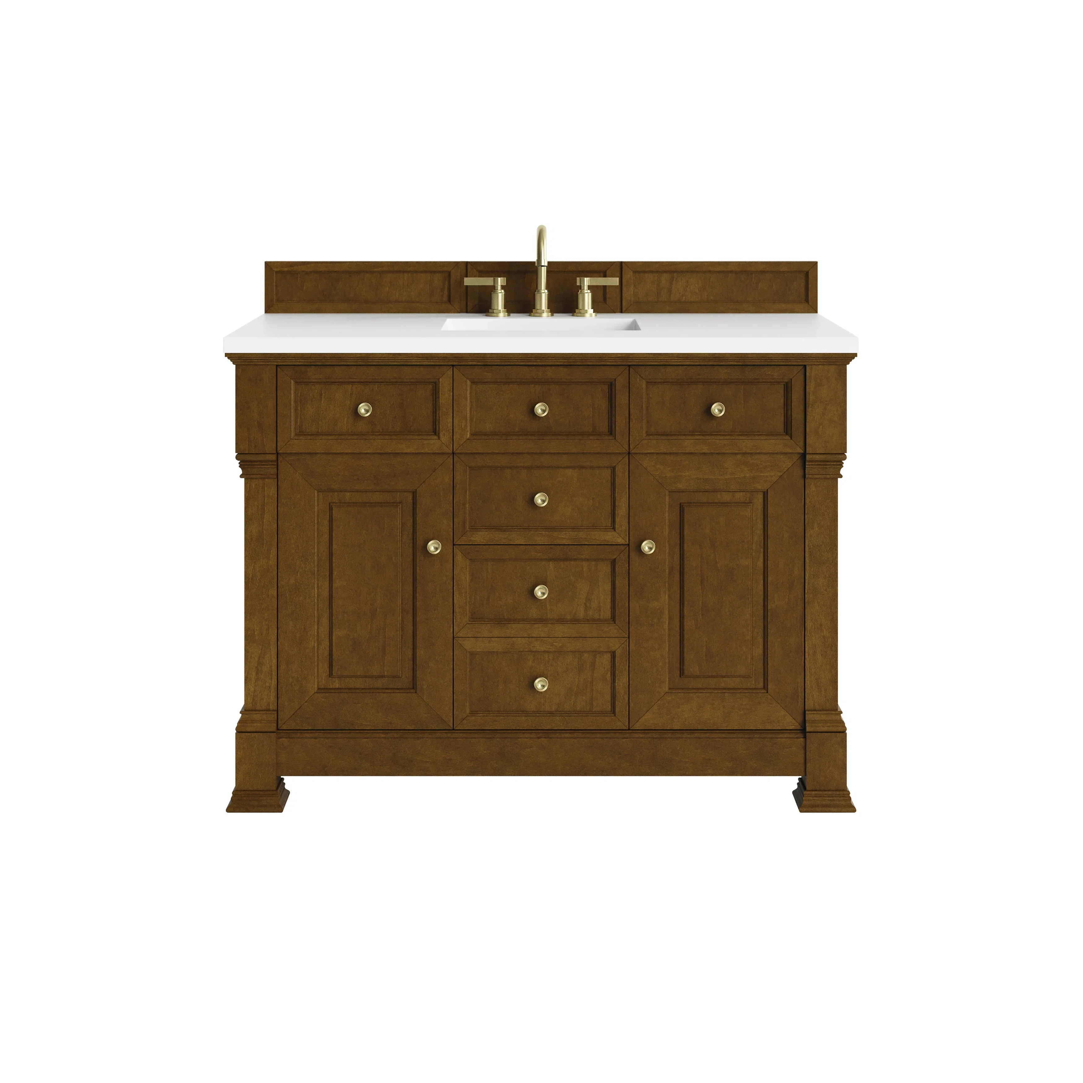 Brookfield 48" Single Vanity, Honey Oak,  w/ 3 CM White Zeus Silestone Top