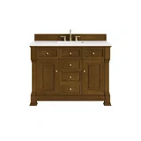 Brookfield 48" Single Vanity, Honey Oak,  w/ 3 CM White Zeus Silestone Top
