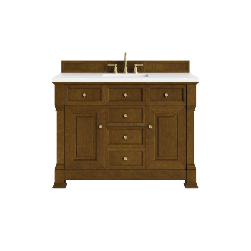 Brookfield 48" Single Vanity, Honey Oak, w/ 3 CM White Zeus Silestone Top