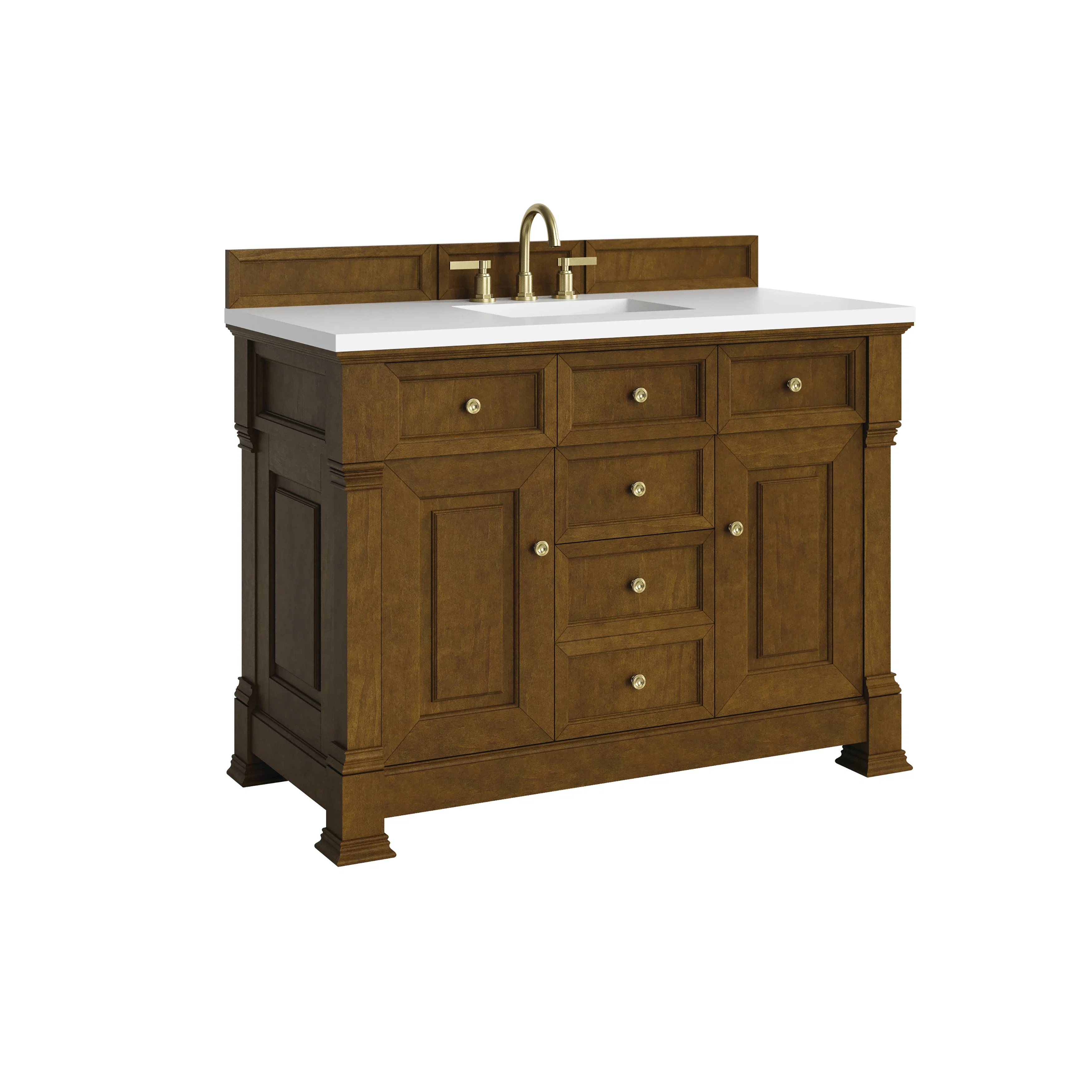 Brookfield 48" Single Vanity, Honey Oak,  w/ 3 CM White Zeus Silestone Top
