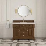 Brookfield 48" Single Vanity, Honey Oak,  w/ 3 CM White Zeus Silestone Top