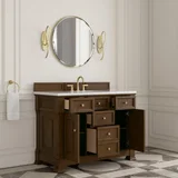 Brookfield 48" Single Vanity, Honey Oak,  w/ 3 CM White Zeus Silestone Top
