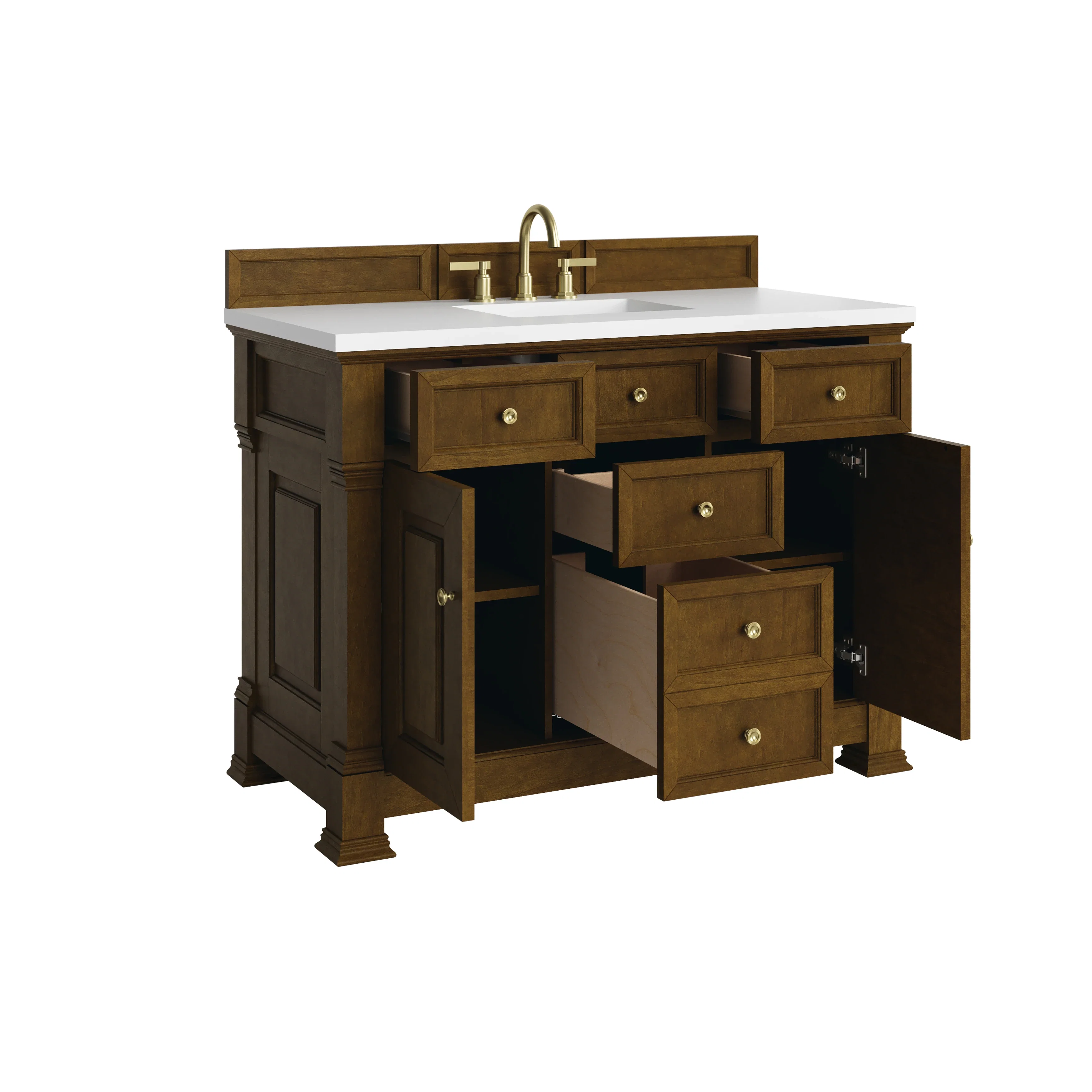 Brookfield 48" Single Vanity, Honey Oak,  w/ 3 CM White Zeus Silestone Top