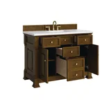 Brookfield 48" Single Vanity, Honey Oak,  w/ 3 CM White Zeus Silestone Top