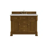 Brookfield 48" Single Vanity, Honey Oak w/ 3 CM Eternal Jasmine Pearl Silestone Top w/ FreePower Wireless Charger