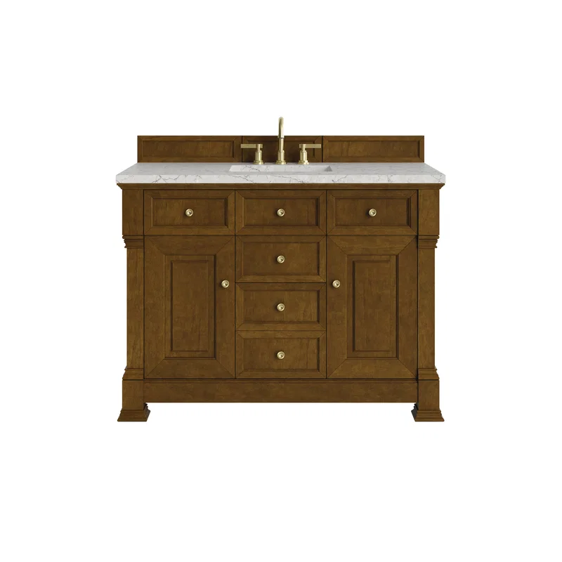 Brookfield 48" Single Vanity, Honey Oak w/ 3 CM Eternal Jasmine Pearl Silestone Top w/ FreePower Wireless Charger