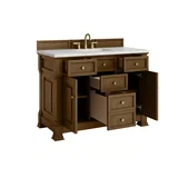 Brookfield 48" Single Vanity, Honey Oak w/ 3 CM Eternal Jasmine Pearl Silestone Top w/ FreePower Wireless Charger