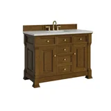 Brookfield 48" Single Vanity, Honey Oak w/ 3 CM Eternal Jasmine Pearl Silestone Top w/ FreePower Wireless Charger