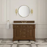 Brookfield 48" Single Vanity, Honey Oak w/ 3 CM Eternal Jasmine Pearl Silestone Top w/ FreePower Wireless Charger