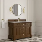 Brookfield 48" Single Vanity, Honey Oak w/ 3 CM Eternal Jasmine Pearl Silestone Top w/ FreePower Wireless Charger