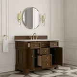 Brookfield 48" Single Vanity, Honey Oak w/ 3 CM Eternal Jasmine Pearl Silestone Top w/ FreePower Wireless Charger