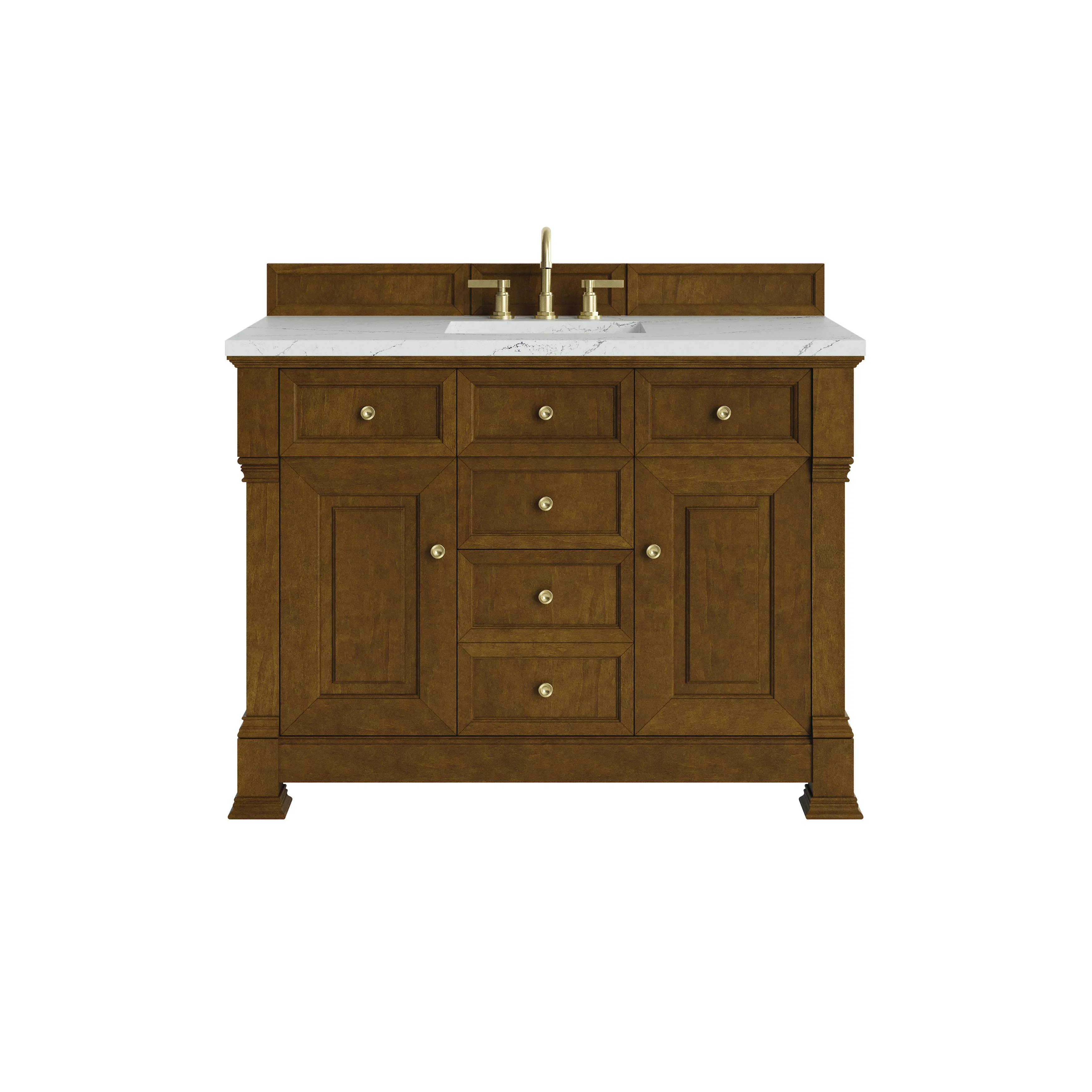 Brookfield 48" Single Vanity, Honey Oak w/ 3 CM Ethereal Noctis Silestone Top w/ FreePower Wireless Charger