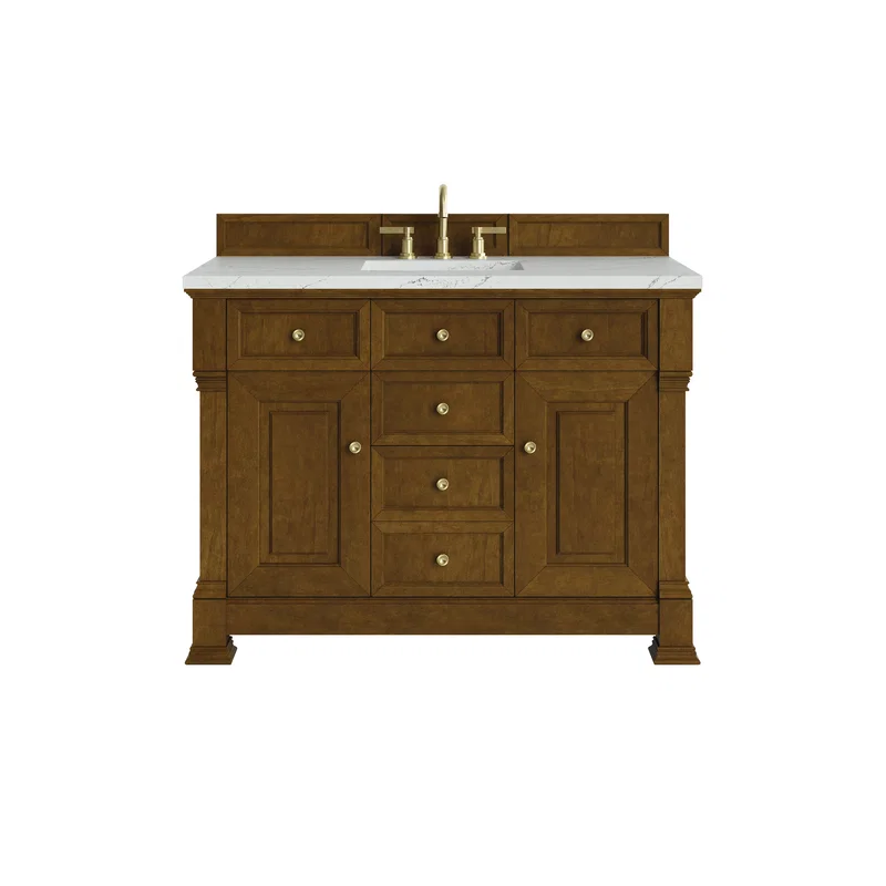 Brookfield 48" Single Vanity, Honey Oak w/ 3 CM Ethereal Noctis Silestone Top w/ FreePower Wireless Charger
