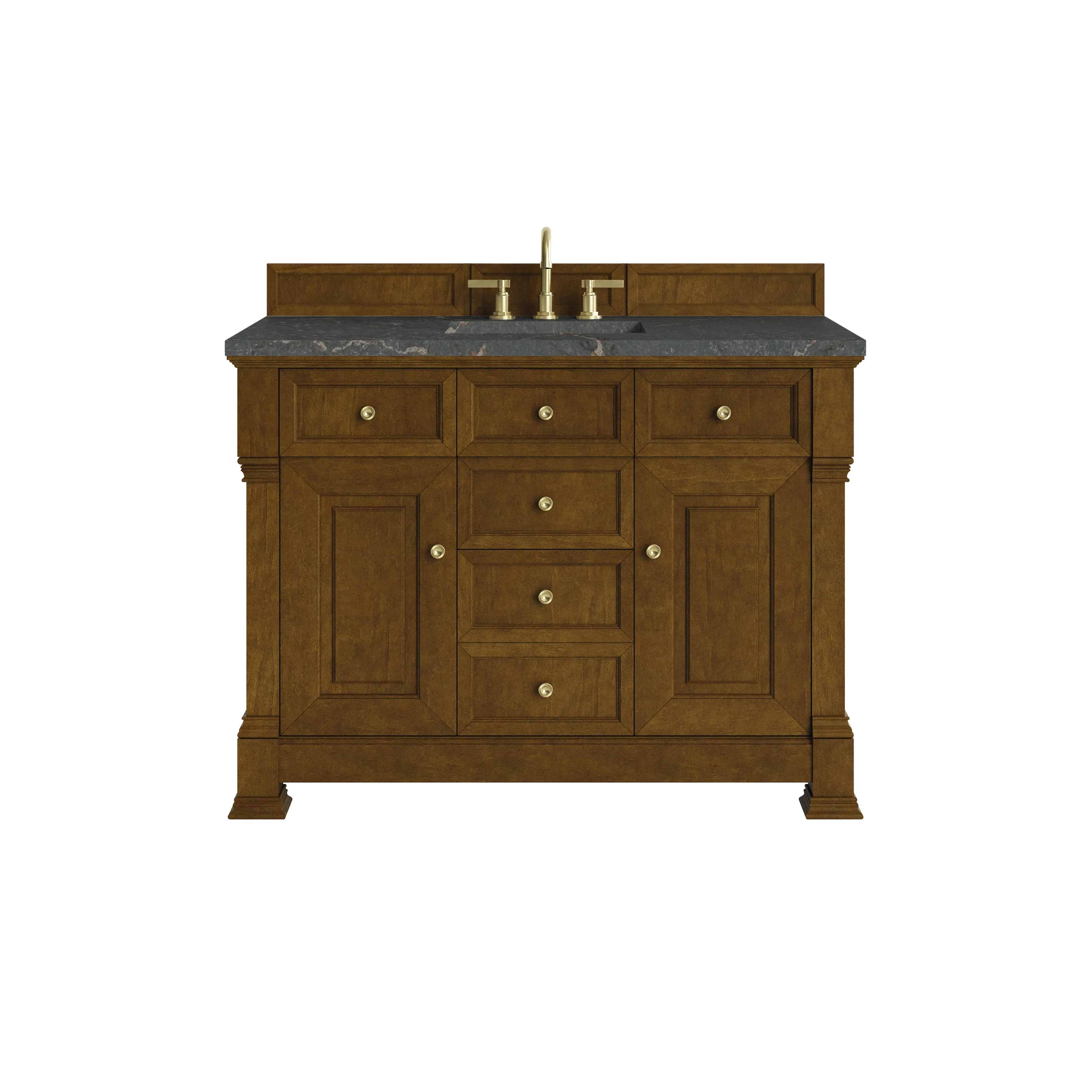 Brookfield 48" Single Vanity, Honey Oak w/ 3 CM Parisien Bleu Silestone Top w/ FreePower Wireless Charger