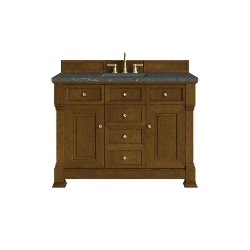 Brookfield 48" Single Vanity, Honey Oak w/ 3 CM Parisien Bleu Silestone Top w/ FreePower Wireless Charger