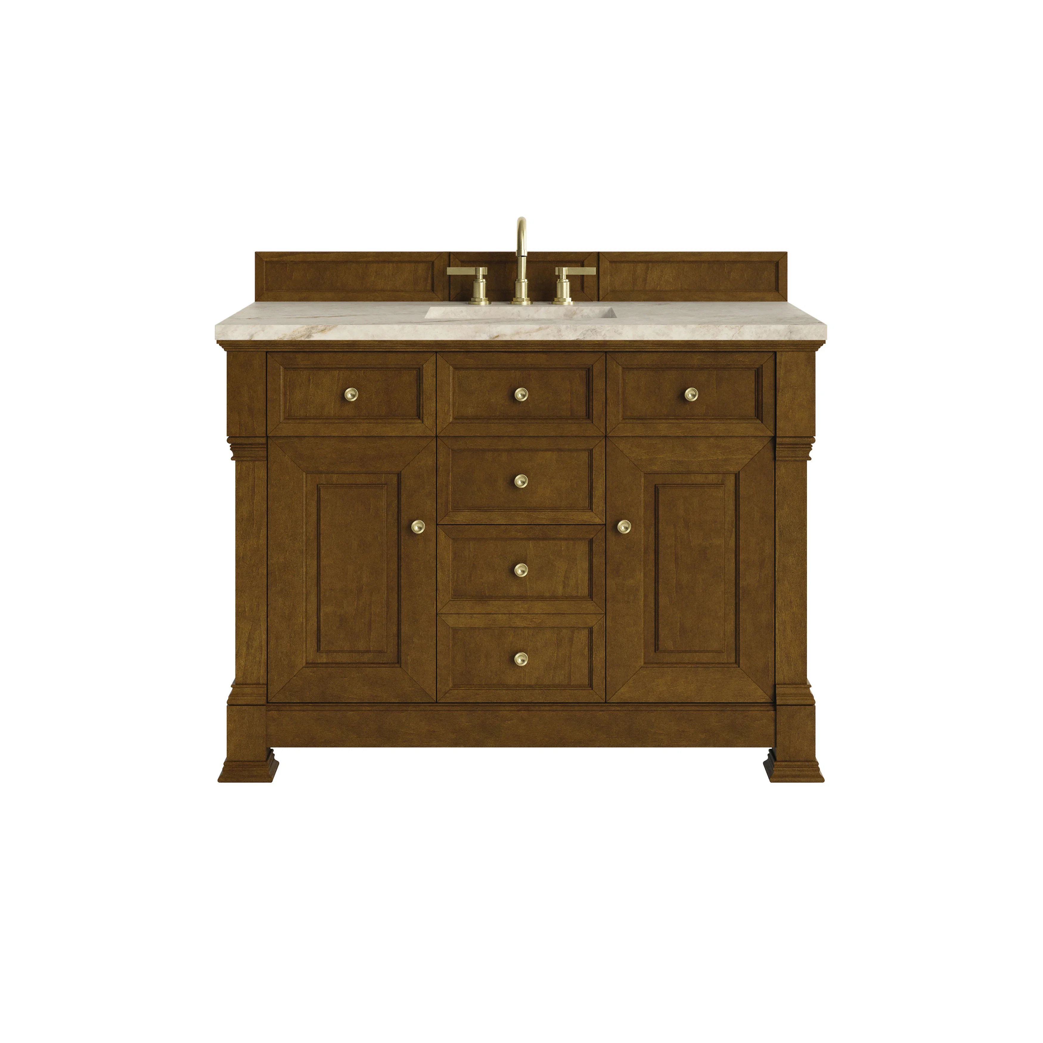 Brookfield 48" Single Vanity, Honey Oak, w/ 3 CM Tajnar Eclos Top w/FreePower Wireless Charger