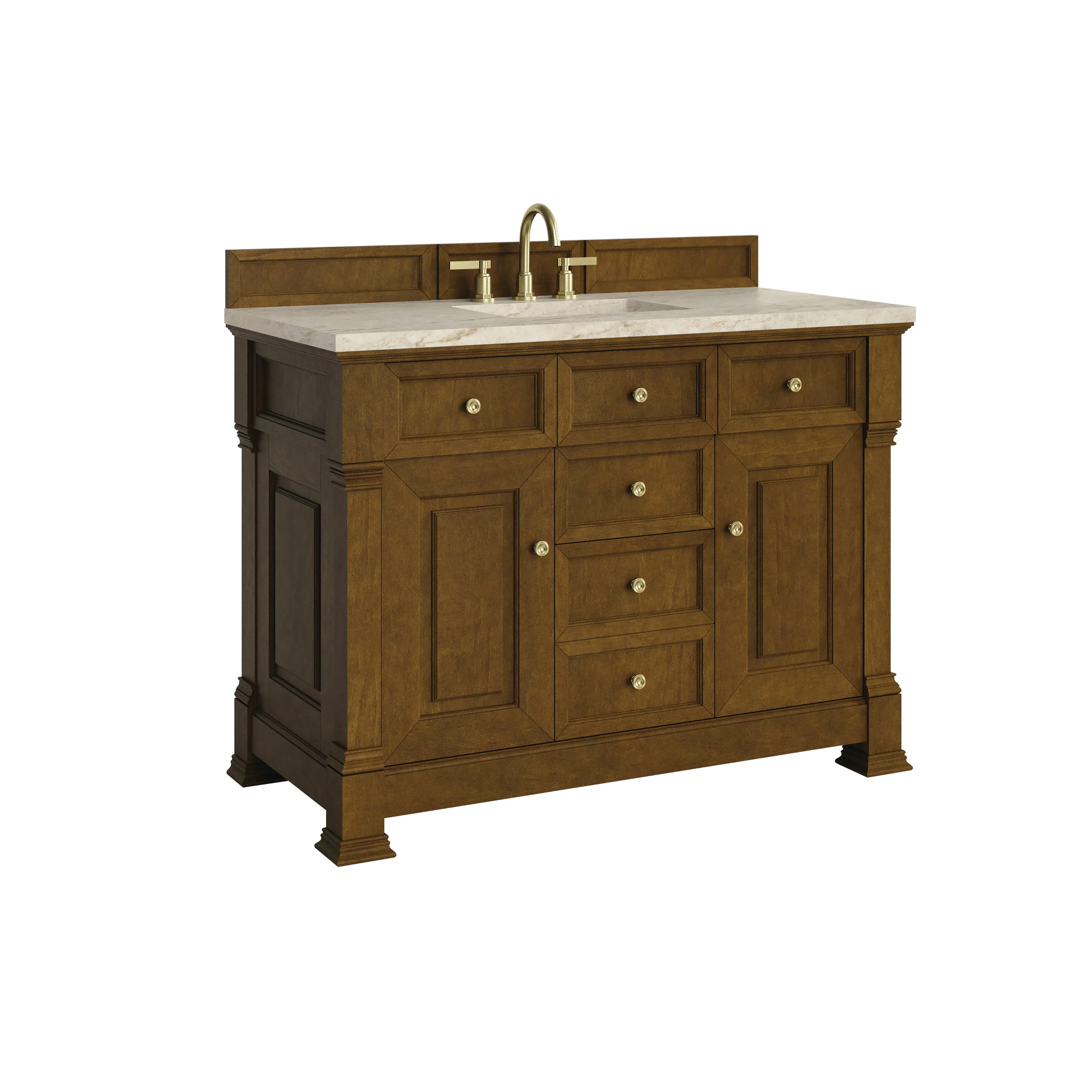 Brookfield 48" Single Vanity, Honey Oak, w/ 3 CM Tajnar Eclos Top w/FreePower Wireless Charger