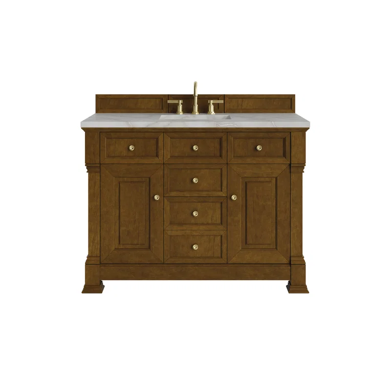 Brookfield 48" Single Vanity, Honey Oak w/ 3 CM Victorian Silver Silestone Top w/ FreePower Wireless Charger