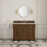 Brookfield 48" Single Vanity, Honey Oak w/ 3 CM Victorian Silver Silestone Top w/ FreePower Wireless Charger