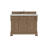 Brookfield 48" Single Vanity, Pecan w/3 CM Carrara White Marble Top