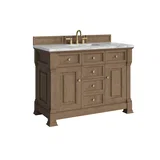 Brookfield 48" Single Vanity, Pecan w/3 CM Carrara White Marble Top