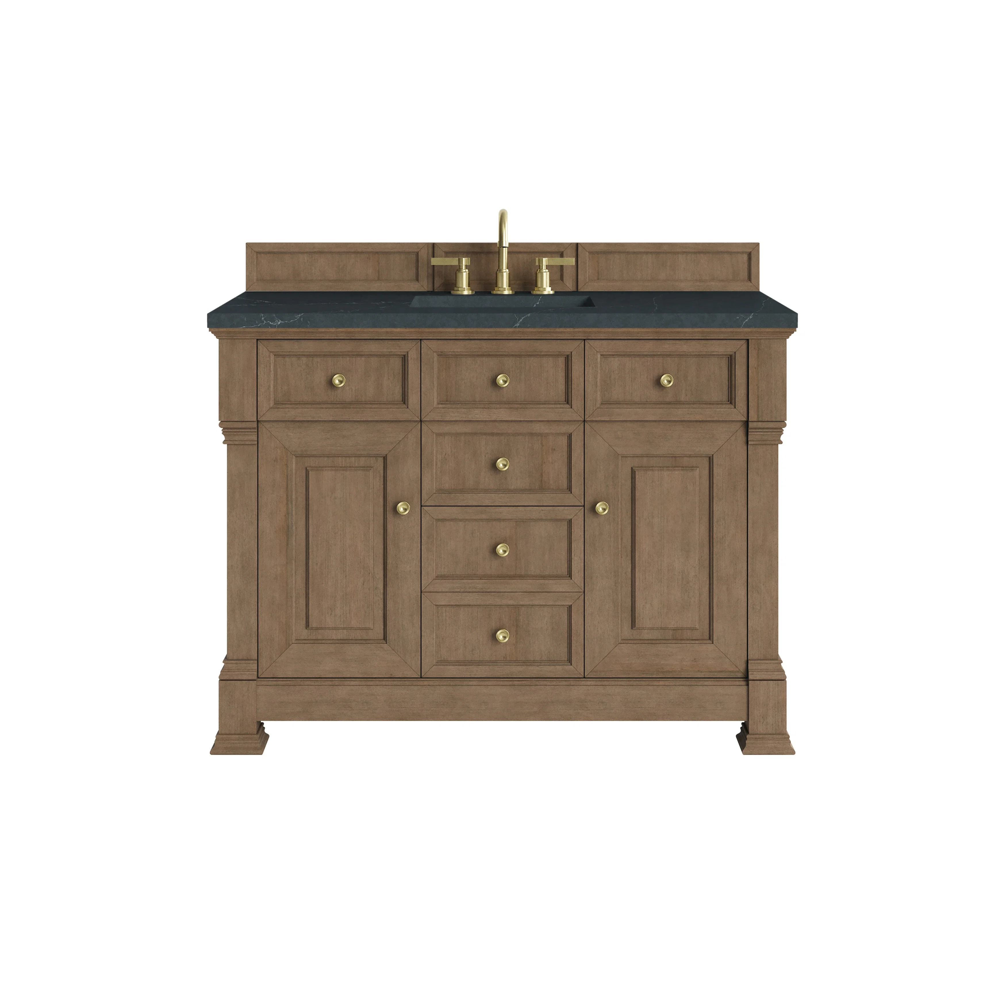 Brookfield 48" Single Vanity, Pecan w/3 CM Charcoal Soapstone Silestone Top