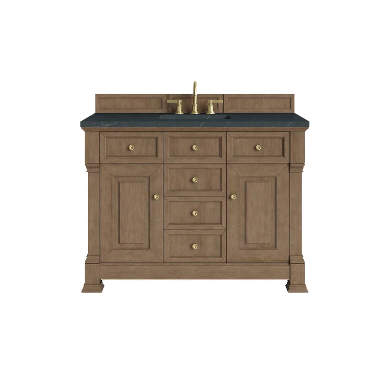 Brookfield 48" Single Vanity, Pecan w/3 CM Charcoal Soapstone Silestone Top