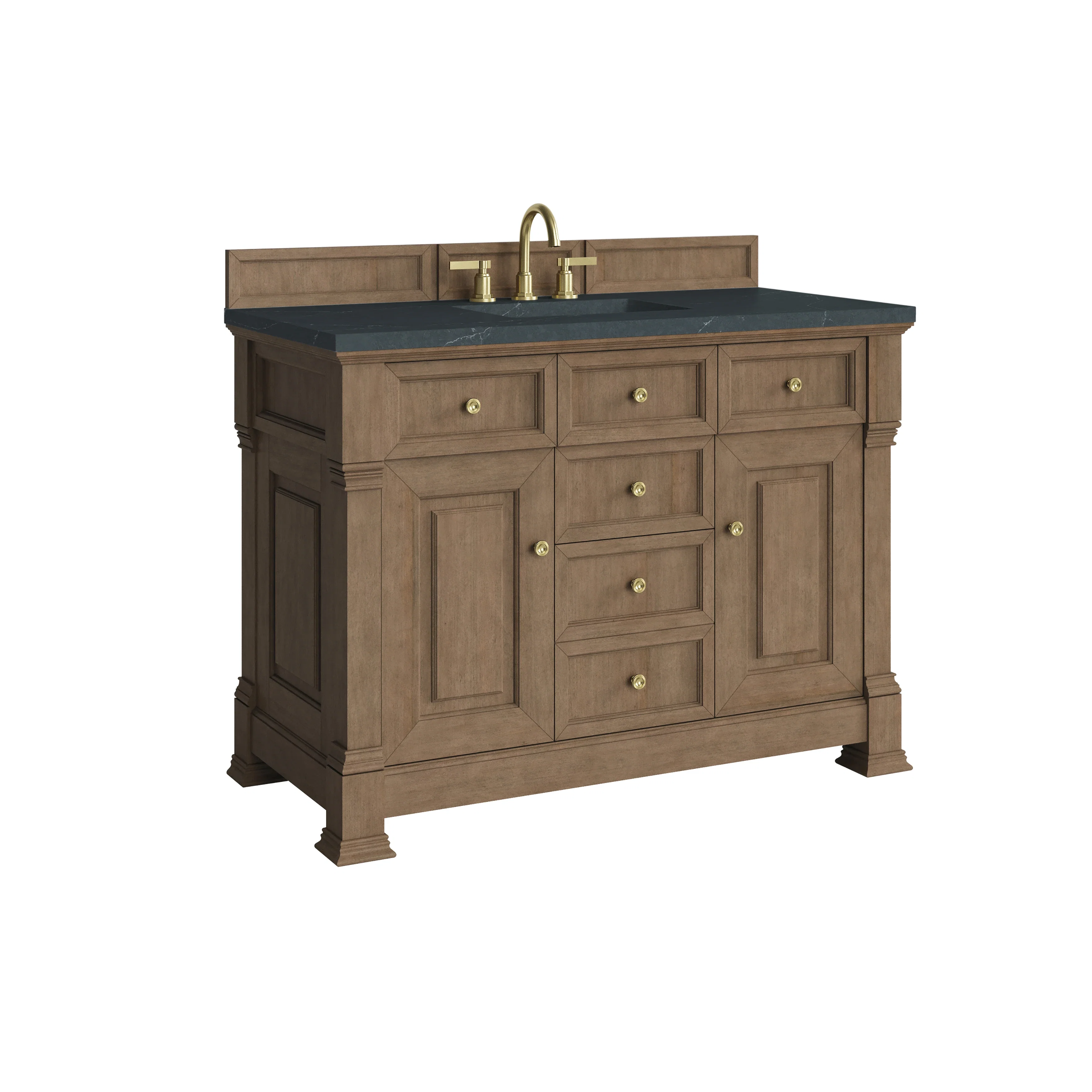 Brookfield 48" Single Vanity, Pecan w/3 CM Charcoal Soapstone Silestone Top