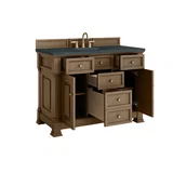 Brookfield 48" Single Vanity, Pecan w/3 CM Charcoal Soapstone Silestone Top