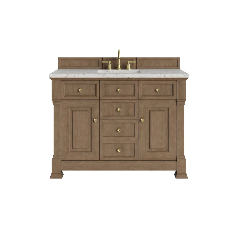 Brookfield 48" Single Vanity, Pecan w/3 CM Eternal Jasmine Pearl Silestone Top