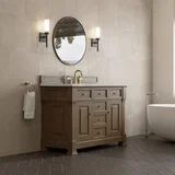 Brookfield 48" Single Vanity, Pecan w/3 CM Eternal Jasmine Pearl Silestone Top
